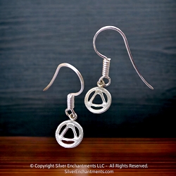 Small Sterling Silver Alcoholics Anonymous Earrings