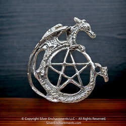 Sterling Silver Dragon Pentacle Pendant