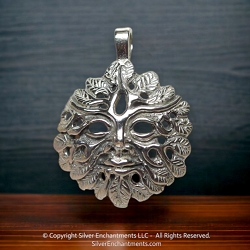 Bailed Sterling Silver Greenman Necklace Pendant