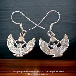 Sterling Silver Egyptian Goddess Isis Earrings