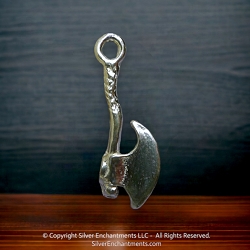 3D Sterling Silver Axe Bracelet or Necklace Charm