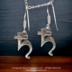 Sterling Silver Saturn Planet Glyph Earrings