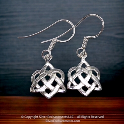 Sterling Silver Celtic Triquetra Heart Wedding Earrings