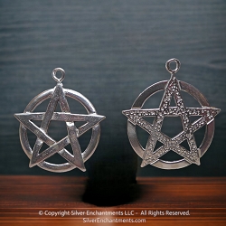 Sterling Silver Double Sided Pentacle Pendant