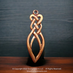 Genuine Solid COPPER Celtic Love Knot Pendant, 32x11mm