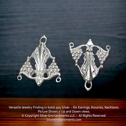  Sterling Silver Victorian Jewelry Finding with Grape Clusters and Scallop