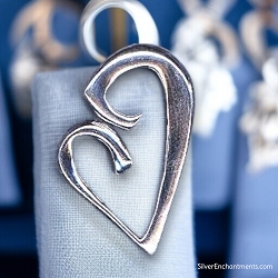 Large Sterling Silver Scroll Heart Pendant
