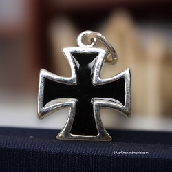 Sterling Silver Black Maltese Cross Charm