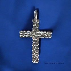 Bailed Sterling Silver Pebble Cross Pendant