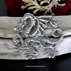 Bailed Sterling Silver Guardian Dragon Pendant
