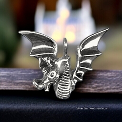 Bailed Sterling Silver Dragon Pendant Winged Dragon Bust