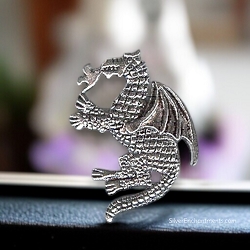 Sterling Silver Fire-Breathing Dragon Pendant