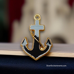 Enameled Black Anchor Pendant
