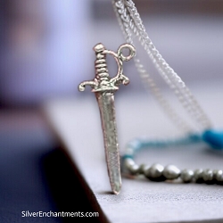 3D Sterling Silver Dagger Charm