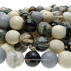 10mm Faceted Round Mixed Quartz Rhodonite Magnesite Jasper Beads
