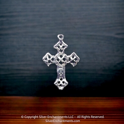 Sterling Silver Cross Necklace Pendant with Celtic Motif