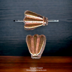 Genuine Copper Fan Beads, Scallop Beads