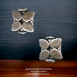 10mm Sterling Silver Square Flower Beads