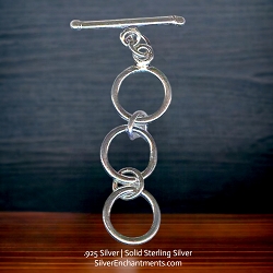 14mm Sterling Silver 3-Ring Expandable Toggle Clasps