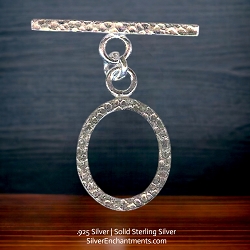 22x18mm Hammered Sterling Silver Oval Toggle Clasps