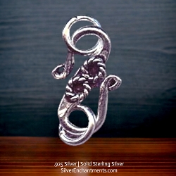18mm Sterling Silver Fancy S Hook Clasps with Rings
