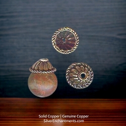 10mm Solid Copper Bead Caps with Coil Rim