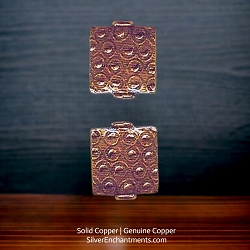 14x12mm Solid Copper Patterned Square Beads