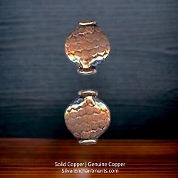 10x8mm Solid Copper Patterned Fluted Coin Beads