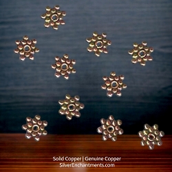 6mm Solid Copper Snowflake Spacer Beads
