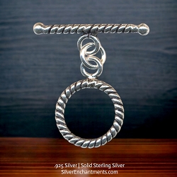 15mm Sterling Silver Twist Round Toggle Clasps