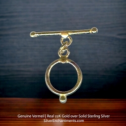 13mm 22k Gold Vermeil Round Dot Detail Toggle Clasps
