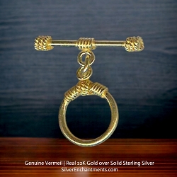 14mm 22k Gold Vermeil Round Toggle Clasps with Rope Details