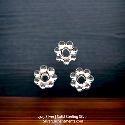 7mm Bright Sterling Silver Daisy Spacer Beads