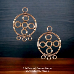 2 Solid Copper Round with Round Accents Chandelier Earring Findings