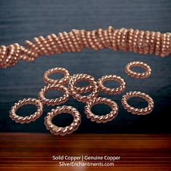 Twisted 8.5mm Solid Copper Closed Jump Rings
