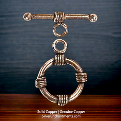 16mm Solid Copper Toggle Clasps with Wrapped Details