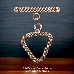 Solid Copper Twisted Rope Triangle Toggle Clasps