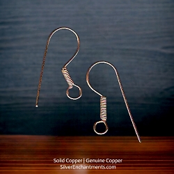 Solid Copper Ear Wires with Coil Accent