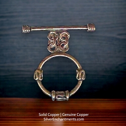 2-Strand Bali Bead Accent Round Solid Copper Toggle Clasps