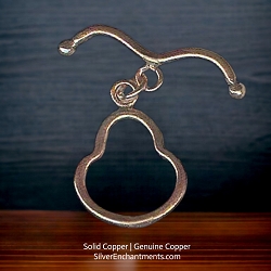 Solid Copper Pear Shaped Toggle Clasps with Bent Bar