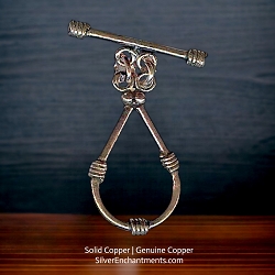 Solid Copper Fancy Double Strand Teardrop Toggle Clasp with Wrapped Details