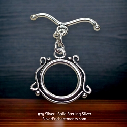 20mm Decorative Sterling Silver Toggle Clasps with Curved Bar