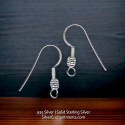 2 Sterling Silver Designer Ear Wires with Fancy Bead Accent
