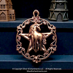 Copper Victorian Unicorn Pentacle Pendant