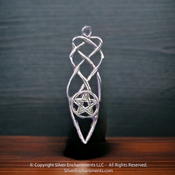 Sterling Silver Celtic Lovers Knot w Pentacle Pendant