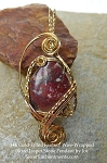 14k Gold Fancy Wire-Wrapped Genuine Blood Jasper Pendant