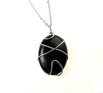 Wrapped Black Onyx Pendant Necklace