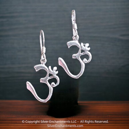 Sterling Silver Om Earrings 