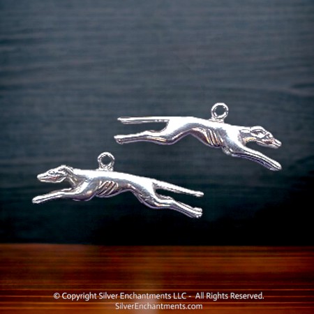 3D Sterling Silver Greyhound Pendant 