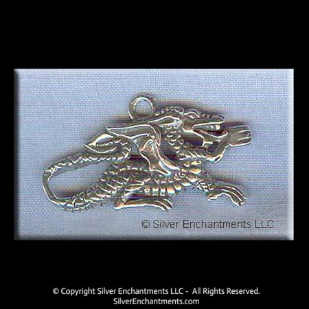 Sterling Silver Fantasy Dragon Pendant 